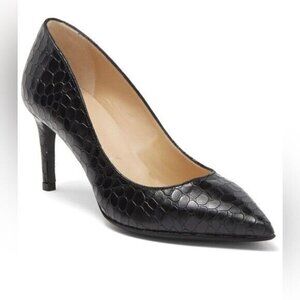 RON White "Cynthia" Pointed Toe Black Croc Embossed Heel BNWT Italy